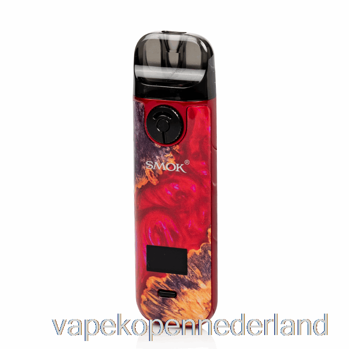 Elektronische Sigaret Vape Smok Novo 4 25w Podkit Rood Stabiliserend Hout